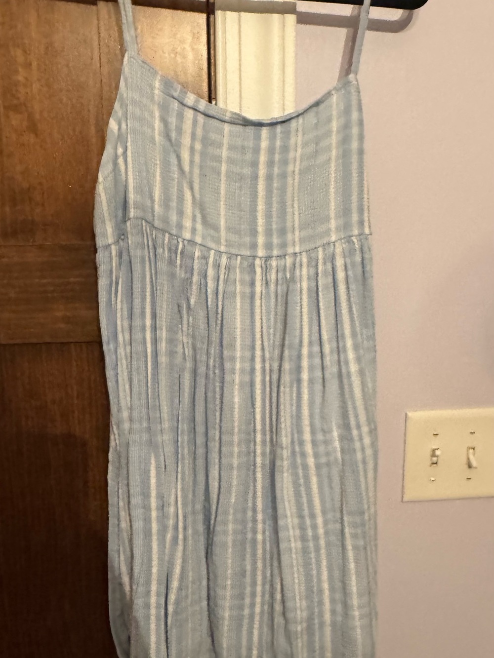 American Eagle Outfitters Light Blue and White Striped Sundress